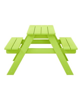 Outdoor Patio Kids HDPE Plastic Picnic Bench Table