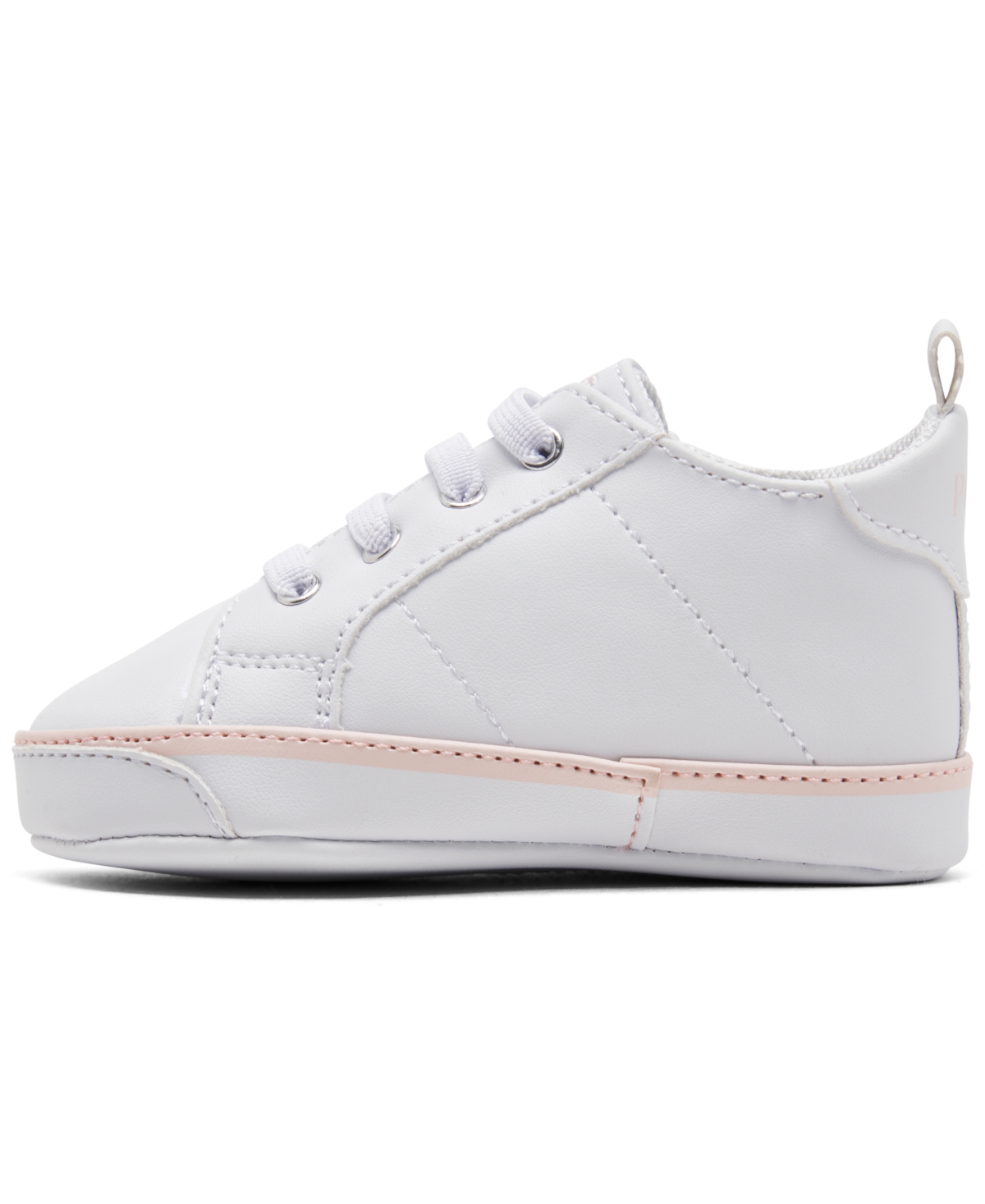 Polo Ralph Lauren Baby Girls Quilton Bear Gore Hi Crib Booties From Finish Line In White,light Pink