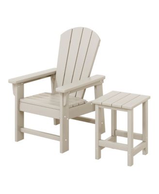 2-Piece Kids Outdoor HDPE Adirondack Chair With Square Side Table Set