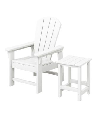 2-Piece Kids Outdoor HDPE Adirondack Chair With Square Side Table Set