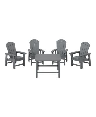 Kids 5-Piece HDPE Outdoor Square Patio Dining Table and Chairs Set