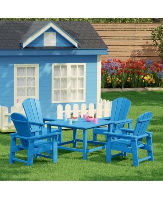 Kids 5-Piece HDPE Outdoor Square Patio Dining Table and Chairs Set