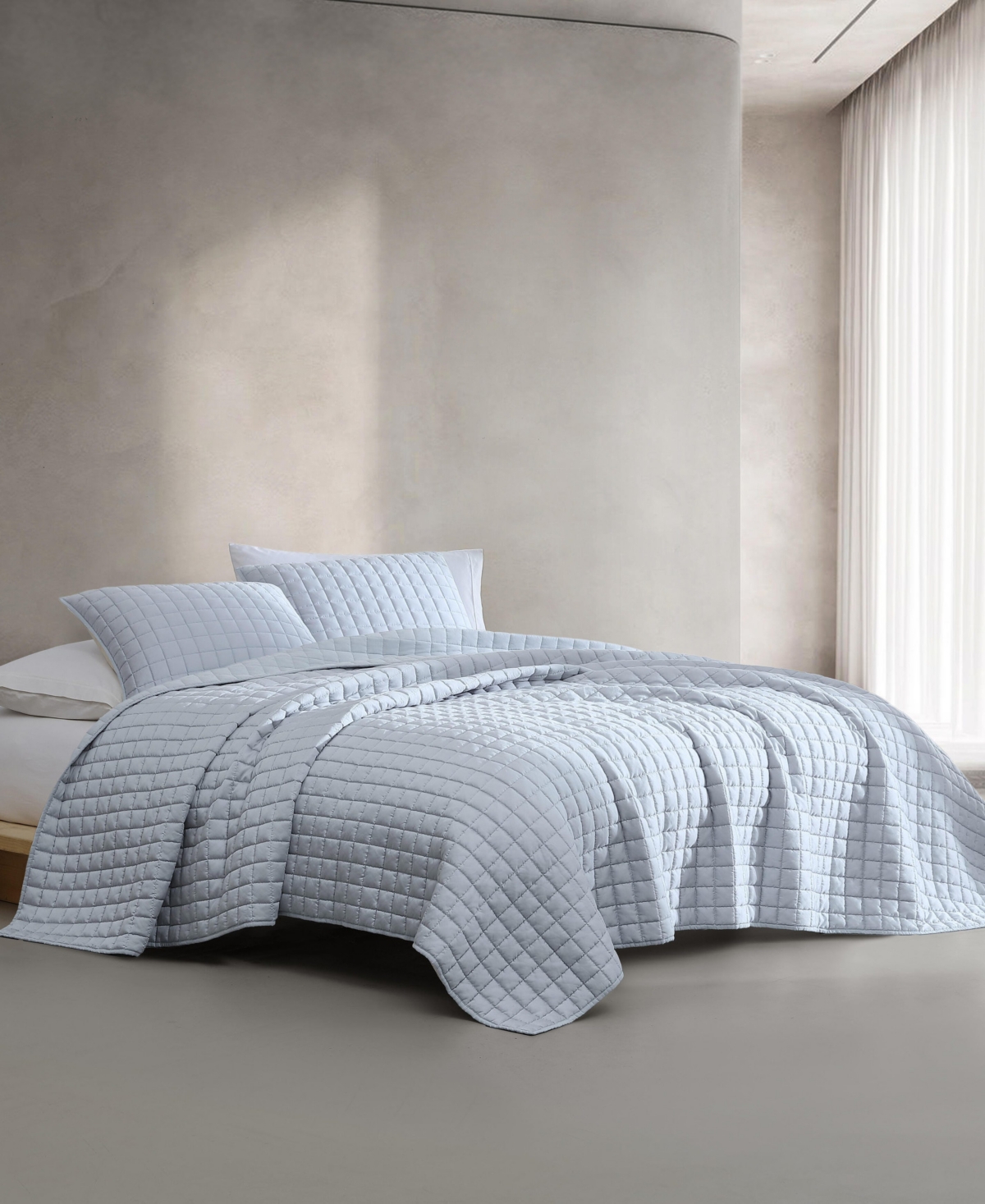 Calvin Klein Lyocell Solid 3-pc. Quilt Set, Queen In Dawn Blue