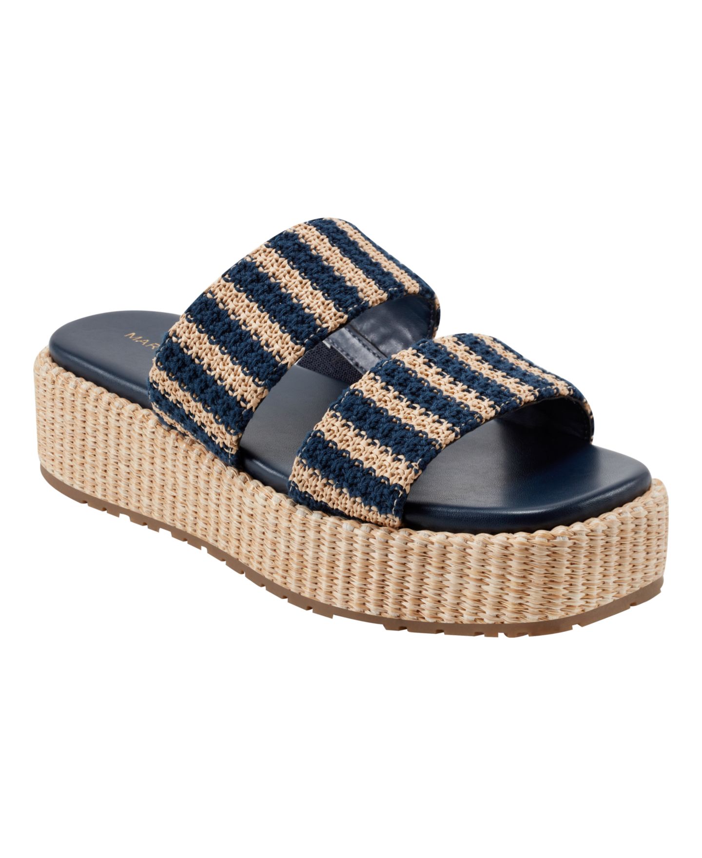 Женские сандалии Marc Fisher Pelma Double Band Flatform, цвет: Тёмно-синий полосатый — фото 1