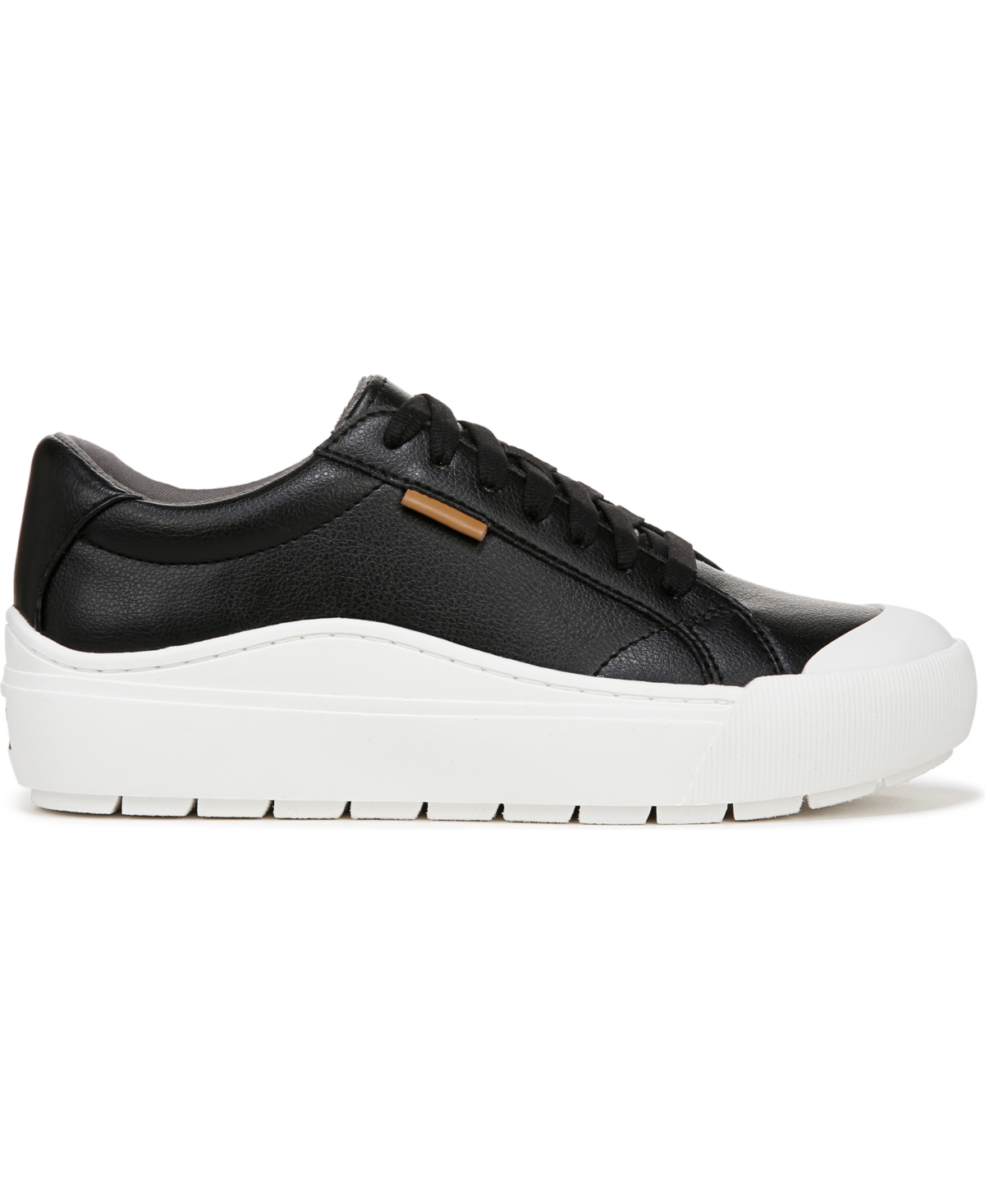 Shop Dr. Scholl's Women's Time Off Lace Up Platform Sneakers In Black,white Faux Leather