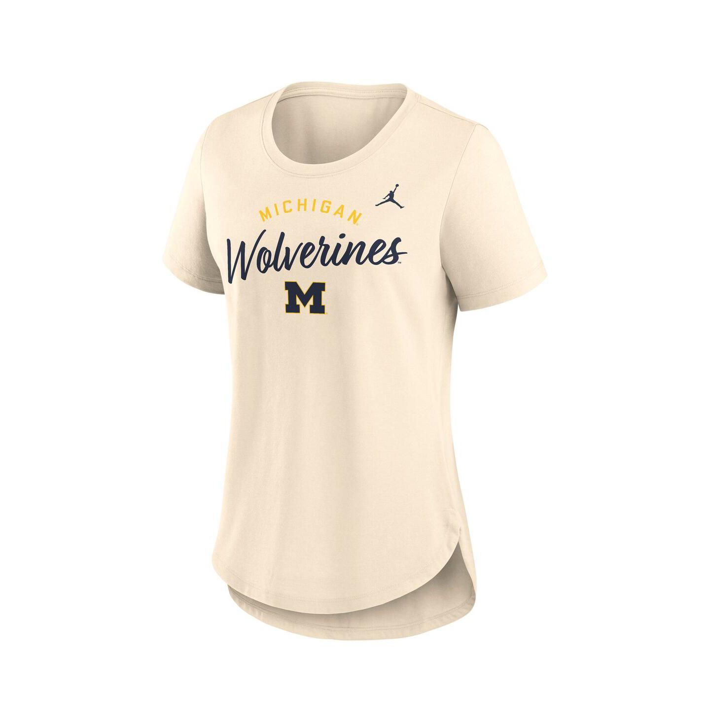 Женская футболка Jordan Cream Michigan Wolverines Script Logo Tri-Blend — фото 2