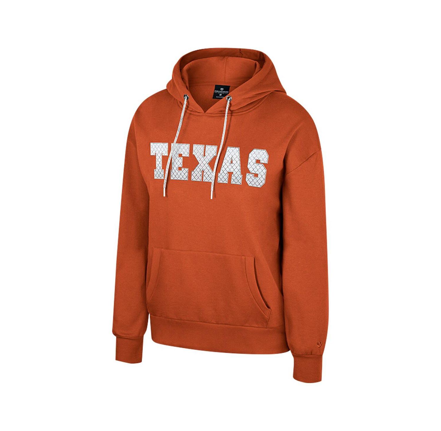Women's Texas Orange Texas Longhorns Reflection Rhinestone Drawcord Pullover Hoodie