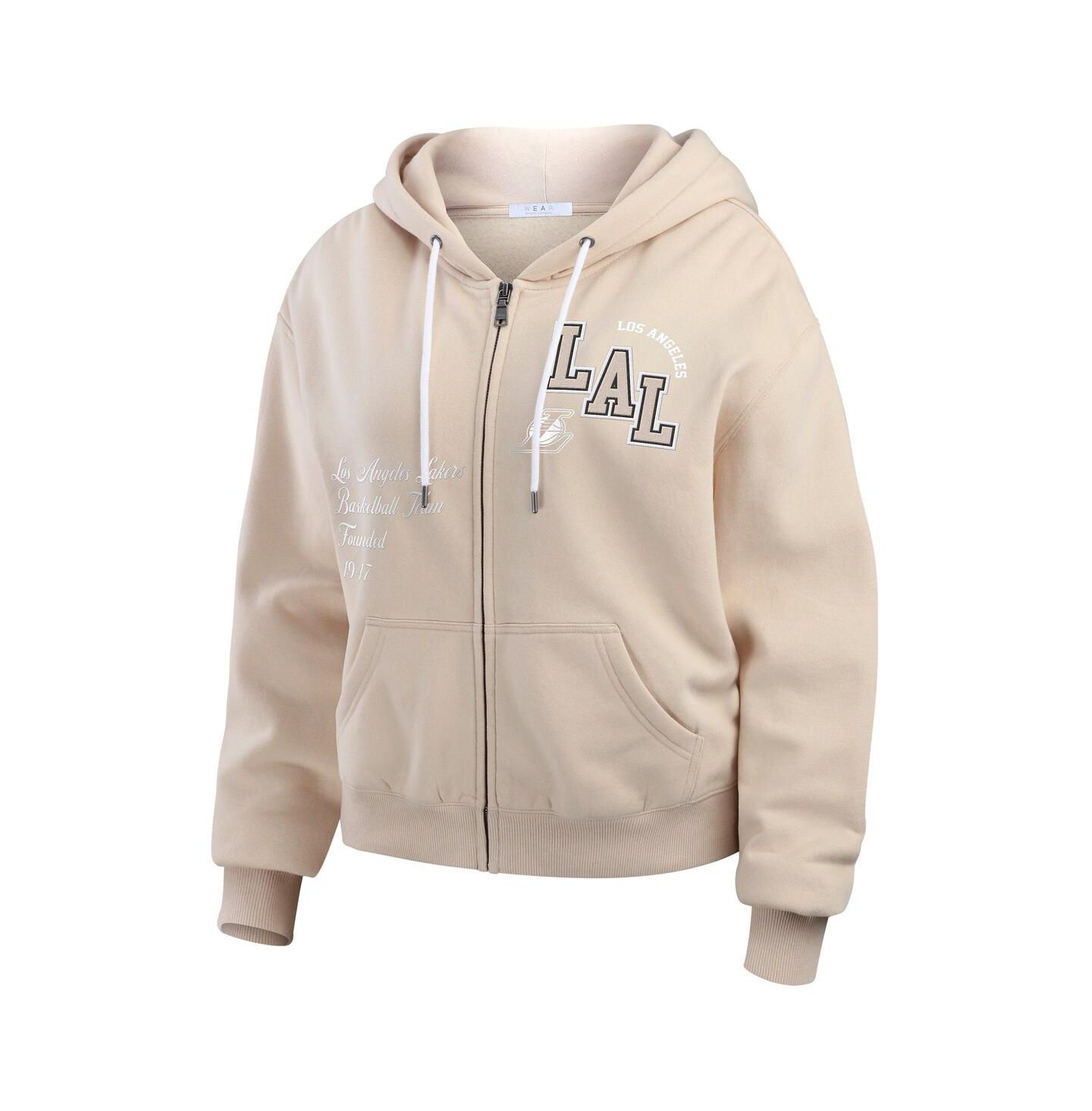 Женское худи WEAR by Erin Andrews Tan Los Angeles Lakers Tonal Felt Patch Full-Zip — фото 2
