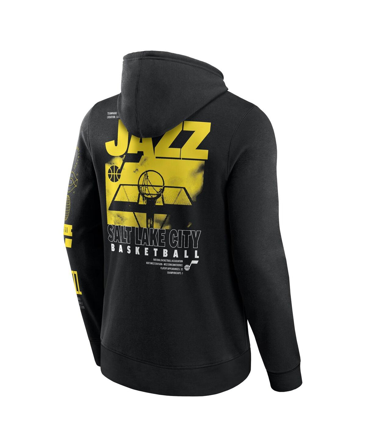 Fanatics Men's Black Utah Jazz Game Time Crossover Pullover Hoodie In Black