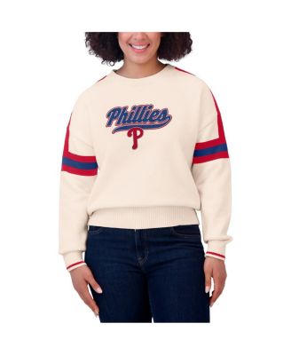 Women's Cream Philadelphia Phillies Stripe Pullover Sweater