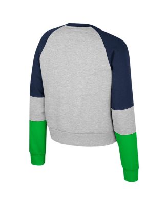 Women's Heather Gray Notre Dame Fighting Irish Katinka Rhinestone Scoop Neck Pullover Sweatshirt