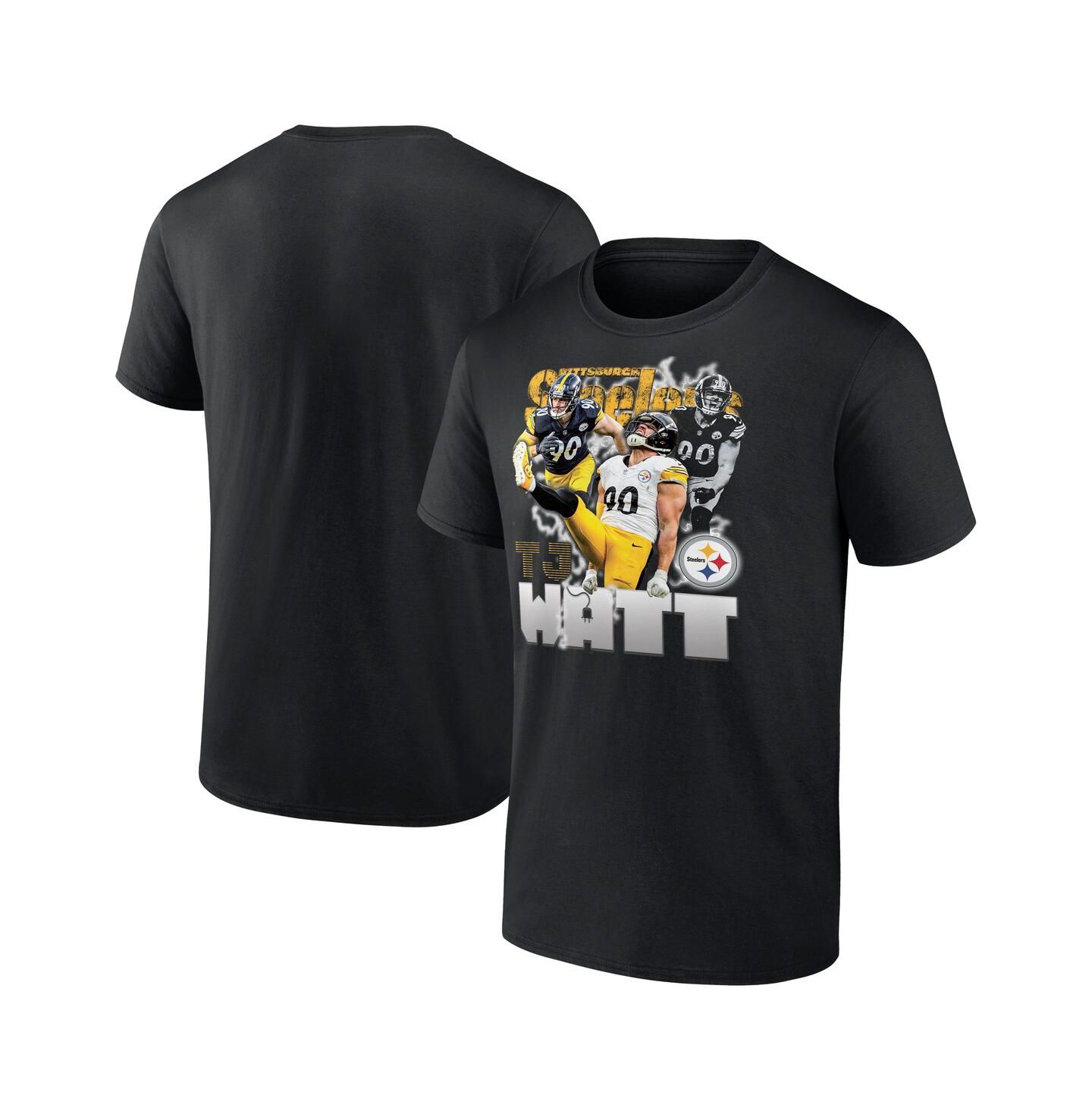 Мужская футболка Fanatics T.J. Watt Black Pittsburgh Steelers Notorious Player Graphic — фото 1