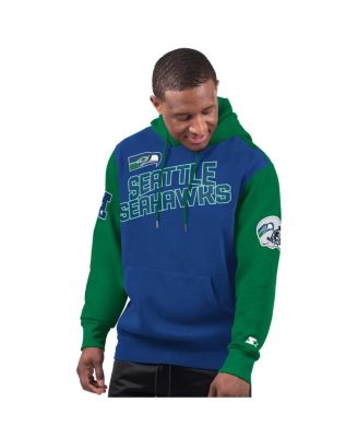 Starter - Men's Royal Seattle Seahawks Extreme Vintage Logo Pullover Hoodie