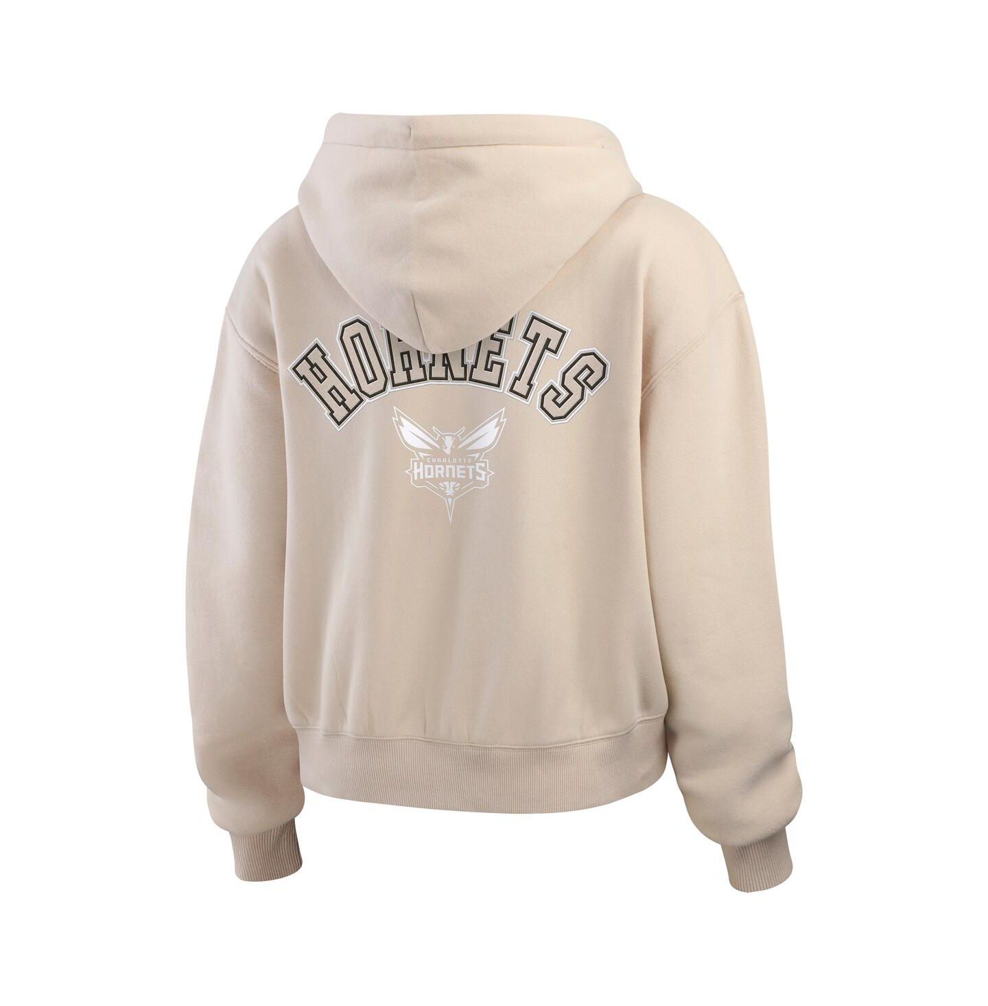 Женское худи WEAR by Erin Andrews Tan Charlotte Hornets Tonal Felt Patch Full-Zip — фото 3