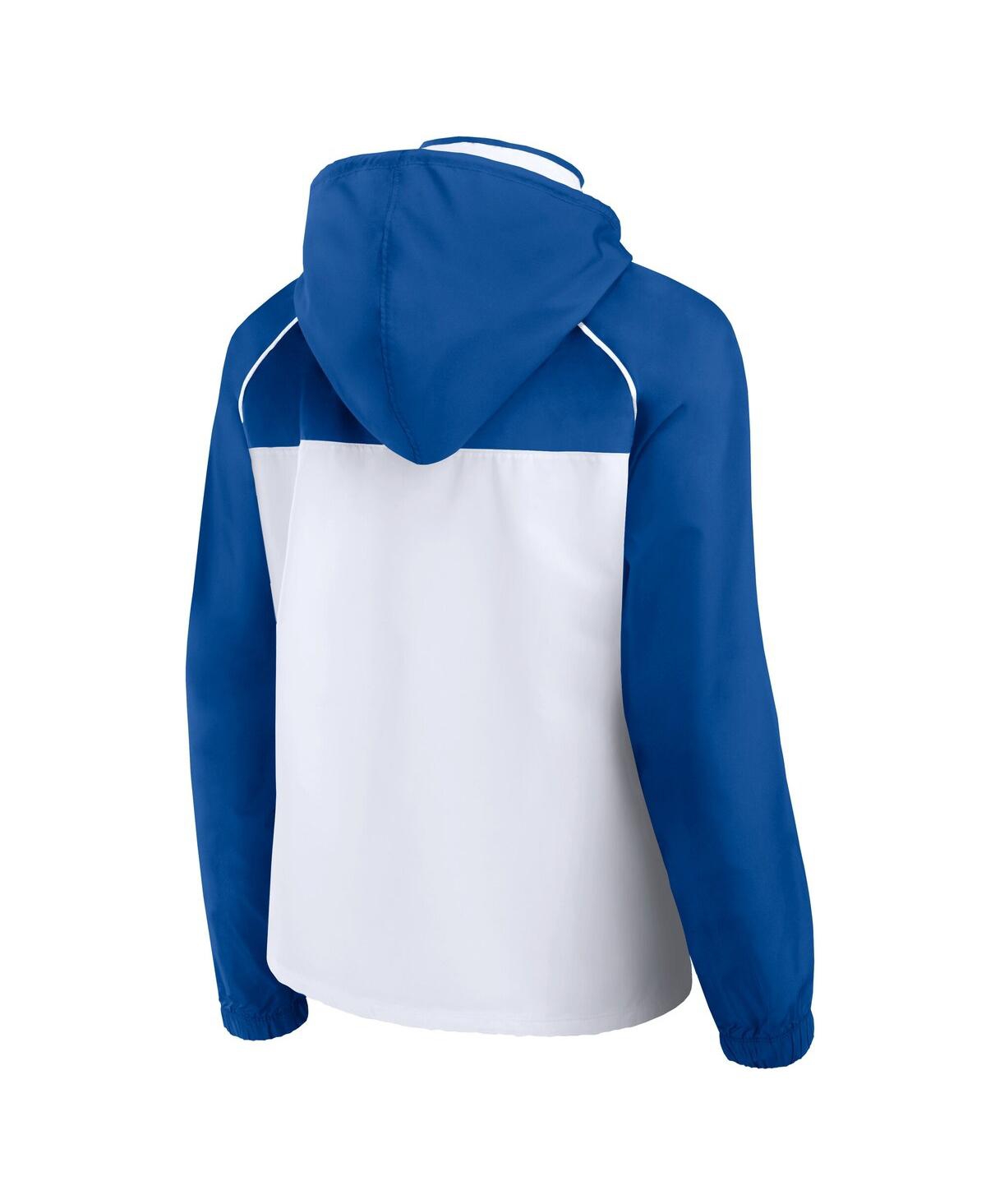 Fanatics Women's White/royal Philadelphia 76ers Anorak Raglan Full-zip Hoodie Jacket In White,royal