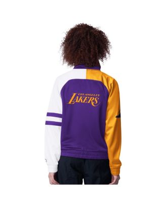 Women's Purple Los Angeles Lakers Line Up Dolman Raglan Full-Zip Track Jacket