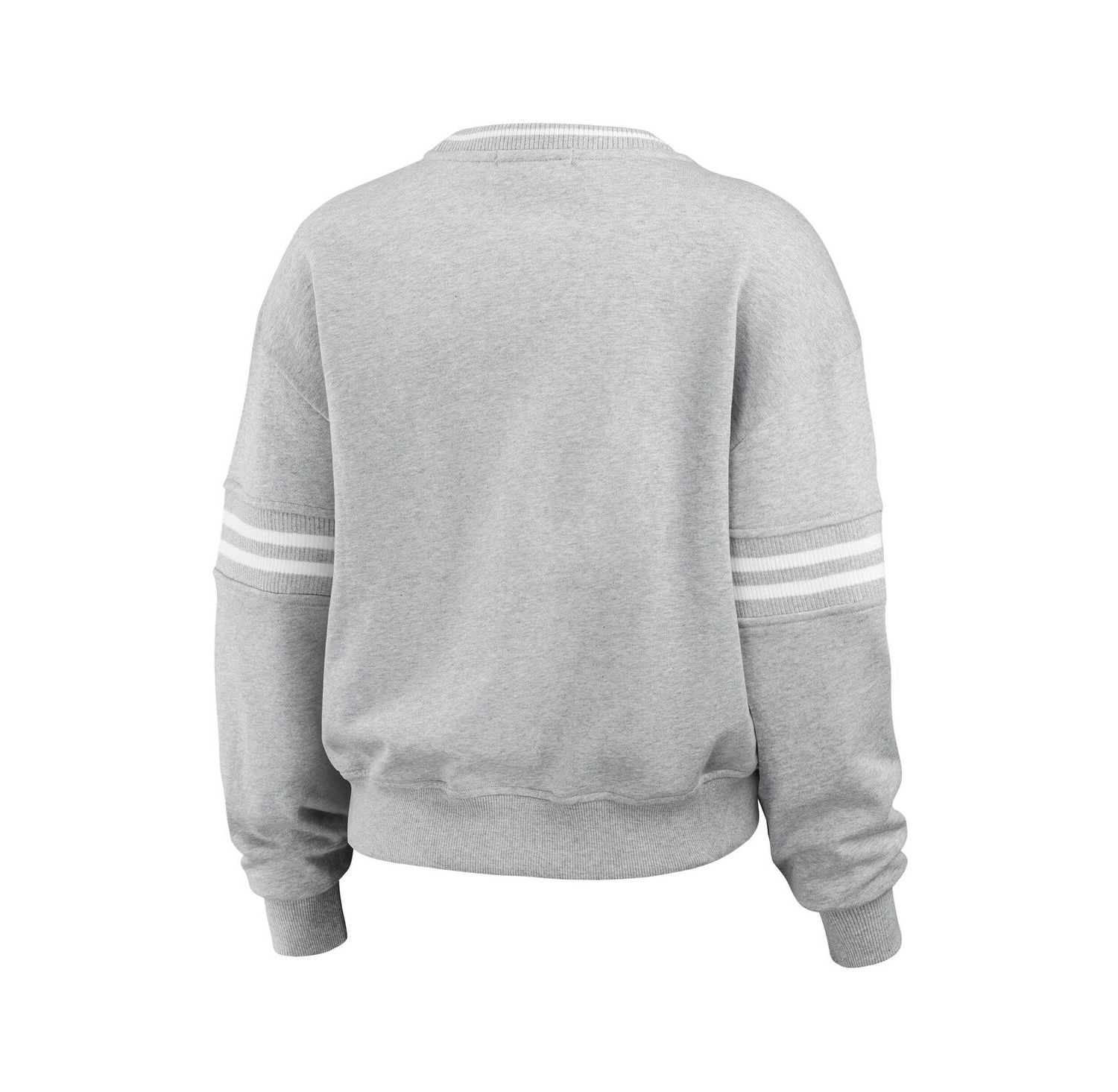 Women's Heather Gray Penn State Nittany Lions Classic Stripe Pullover Sweater