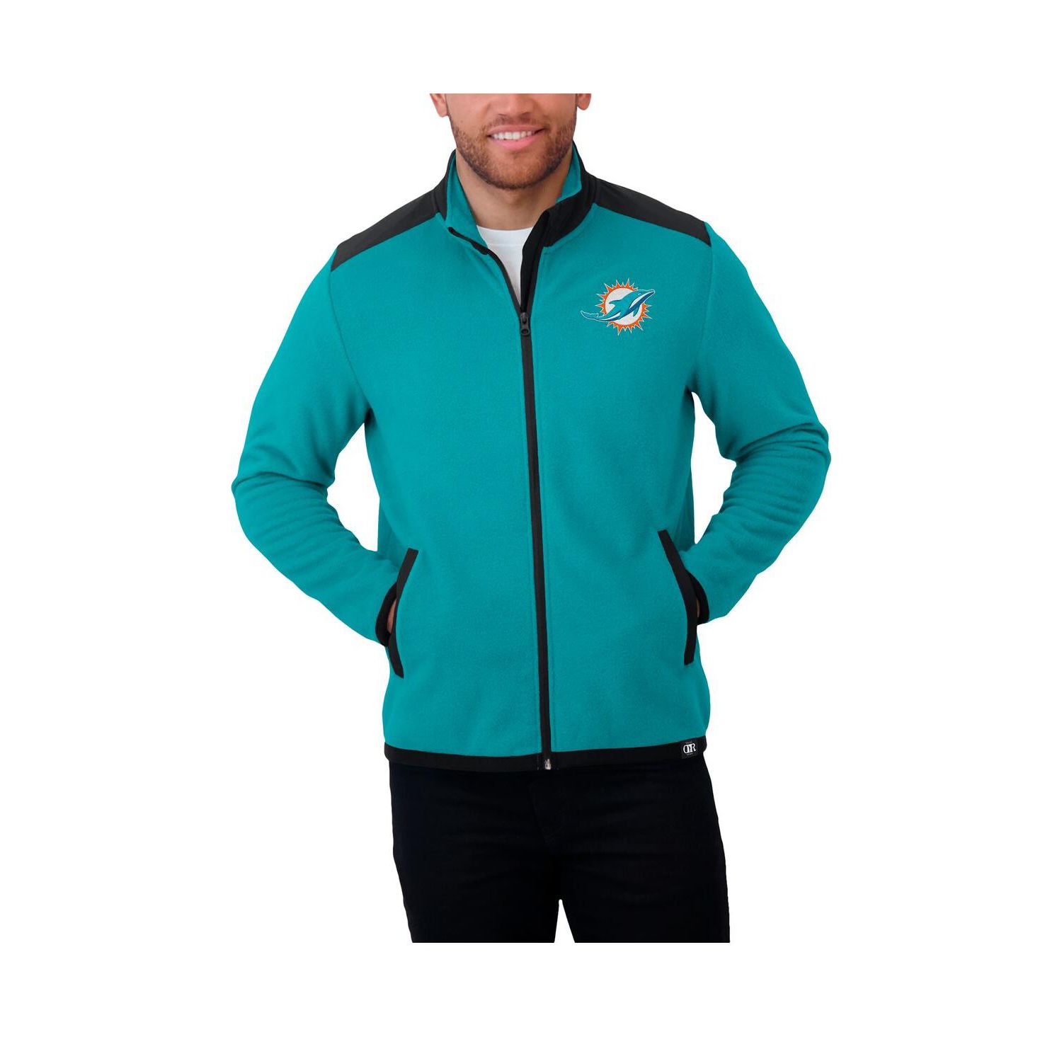 Men's Aqua Miami Dolphins Color Block Polar Fleece Full-Zip Jacket