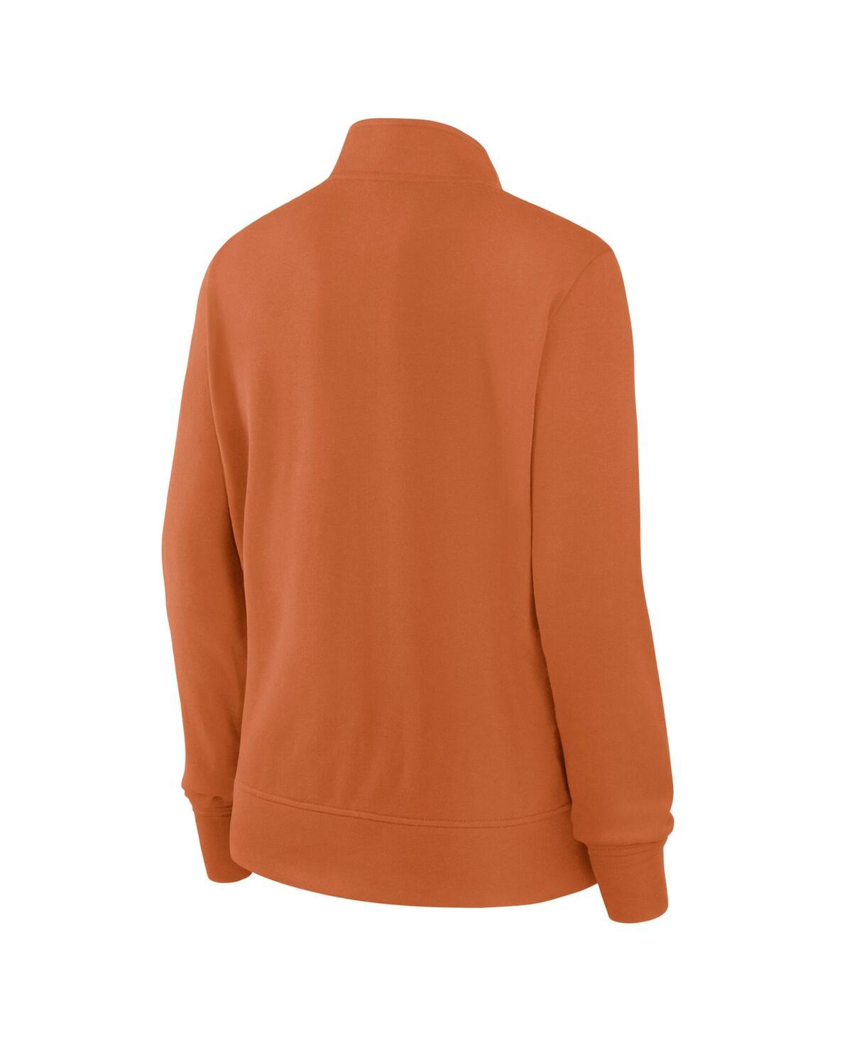 Fanatics Women's Texas Orange Texas Longhorns Velocity French Terry Quarter-zip Jacket In Burnt Orange,gray