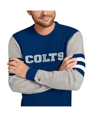 Men's Royal/Heather Gray Indianapolis Colts Acrylic Crewneck Pullover Sweatshirt