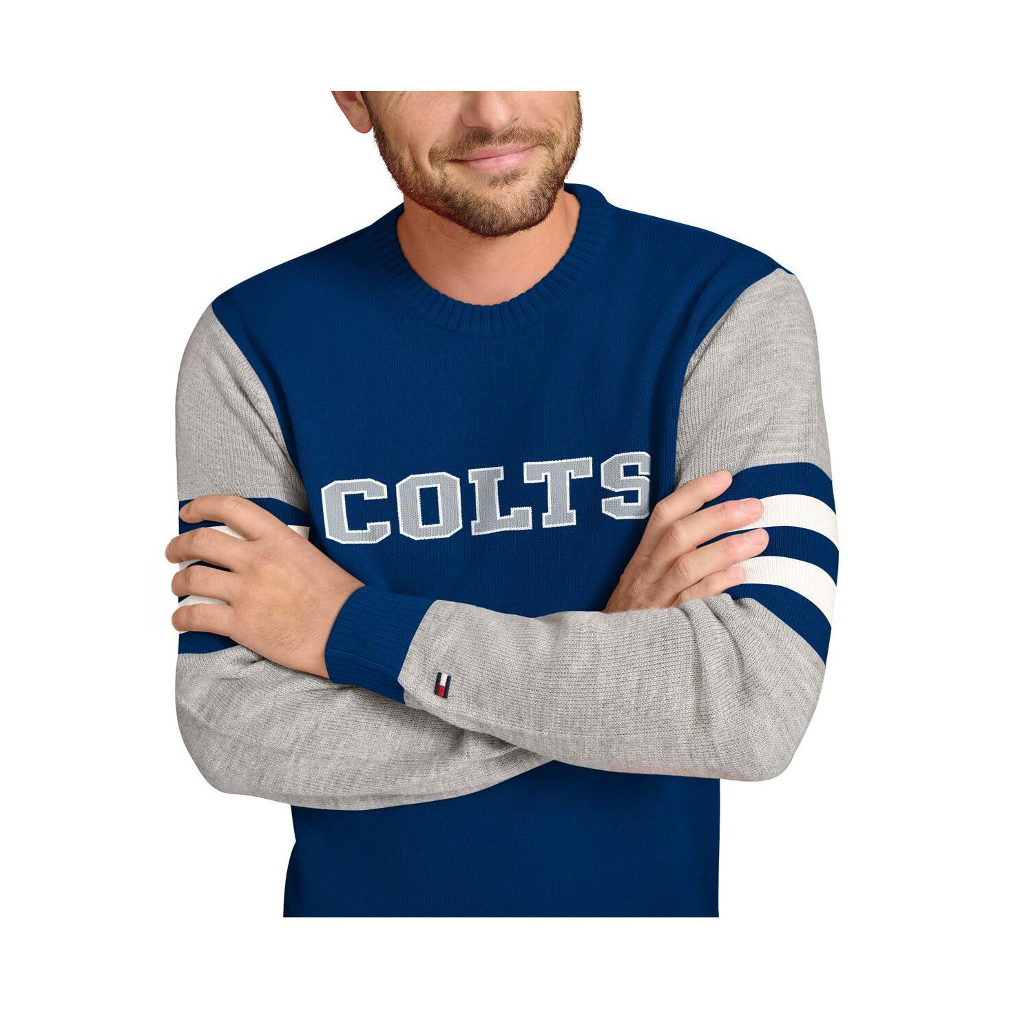 Men's Royal/Heather Gray Indianapolis Colts Acrylic Crewneck Pullover Sweatshirt