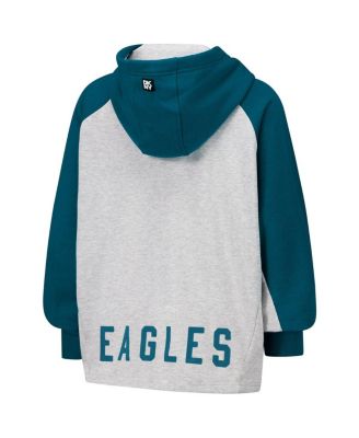 Women's Gray/Midnight Green Philadelphia Eagles Joy Cropped Raglan Pullover Hoodie