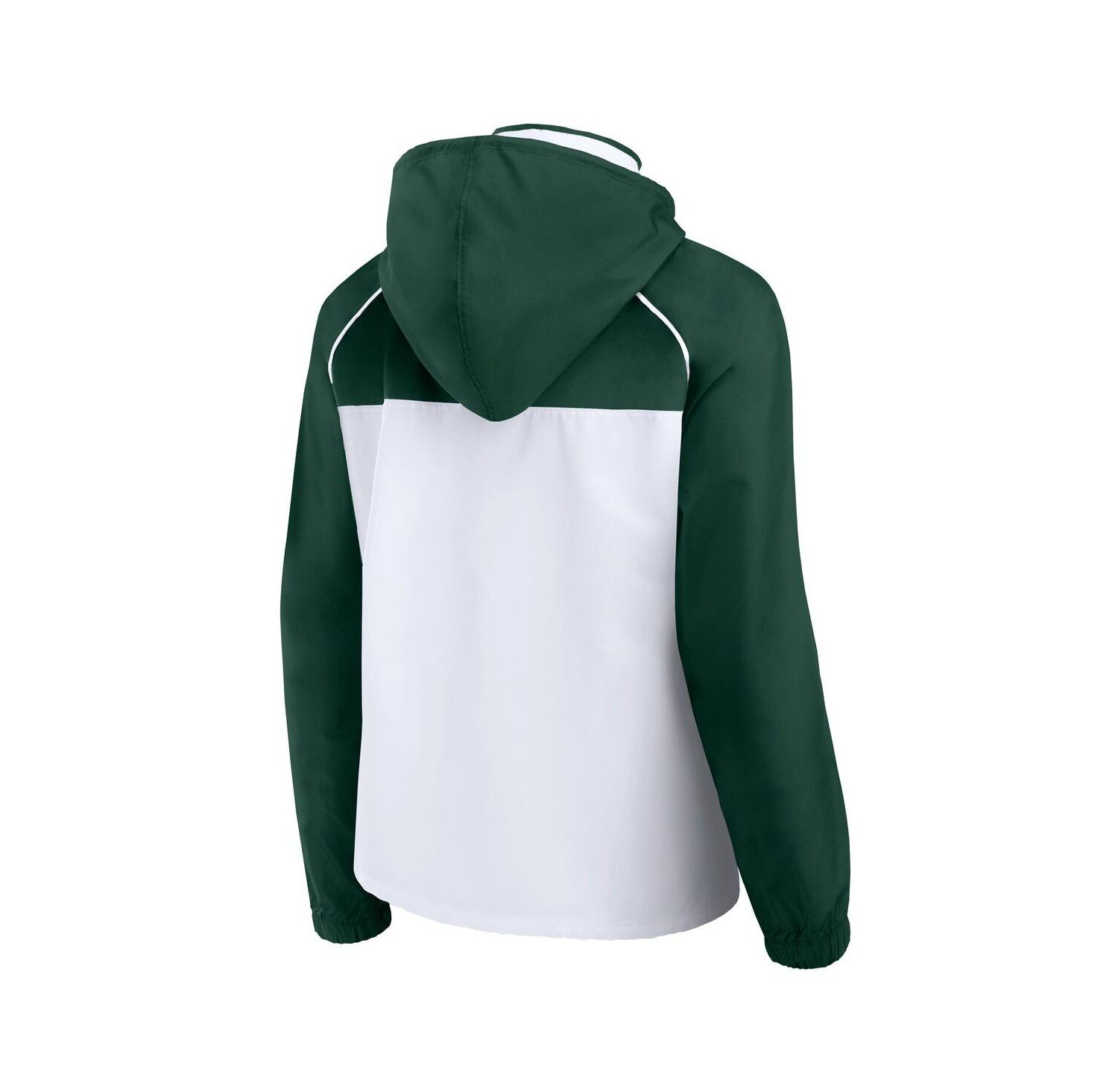 Women's White/Hunter Green Milwaukee Bucks Anorak Raglan Full-Zip Hoodie Jacket