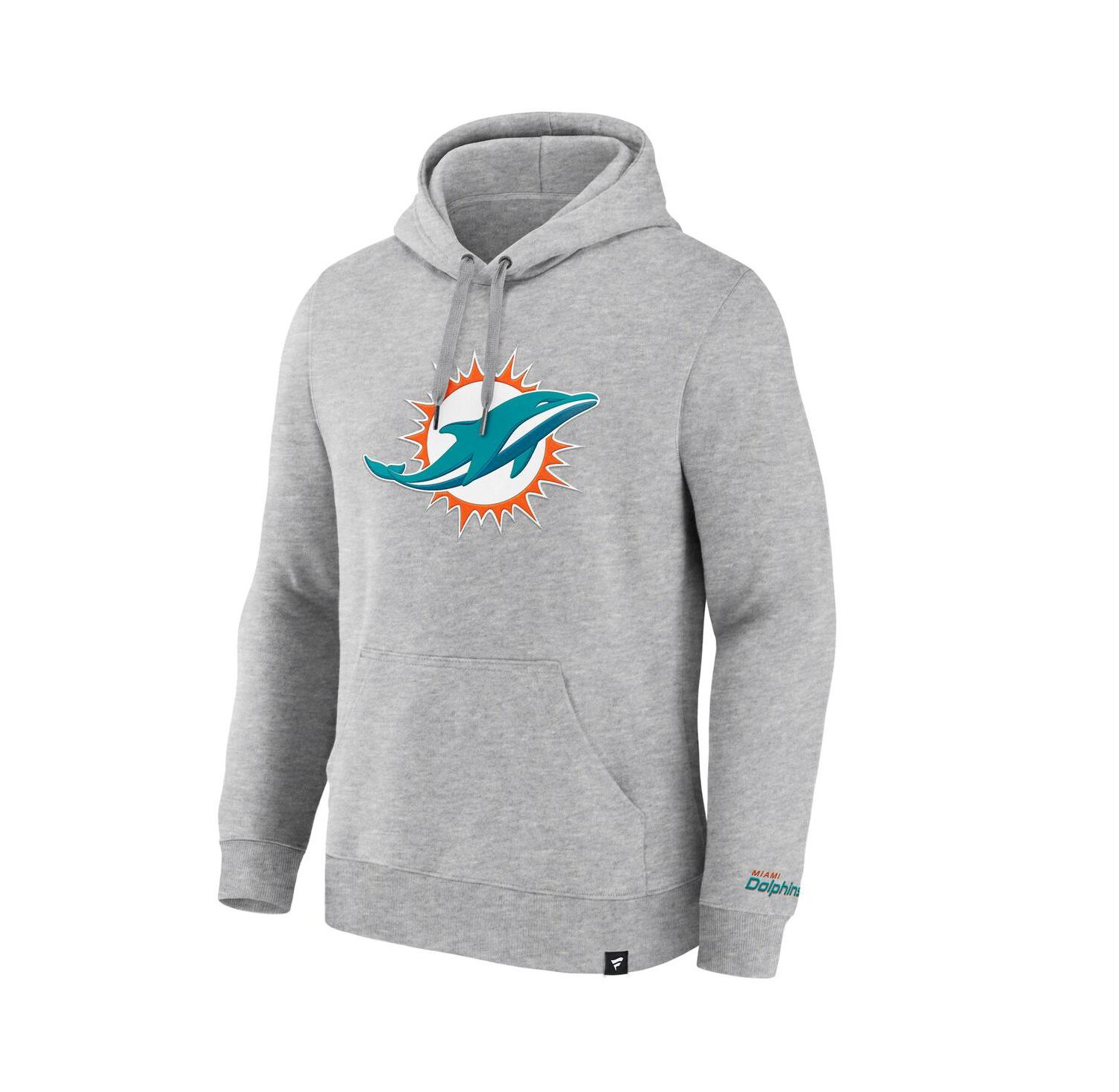 Men's Heather Gray Miami Dolphins Legacy Fleece Pullover Hoodie
