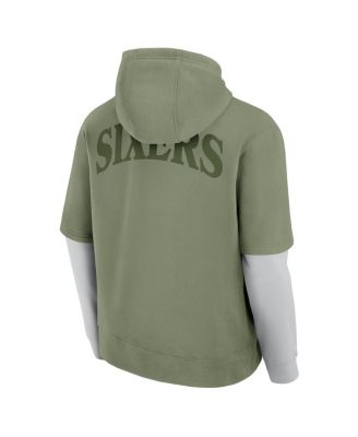 Men's Olive Philadelphia 76ers Elements Sleek Pullover Hoodie