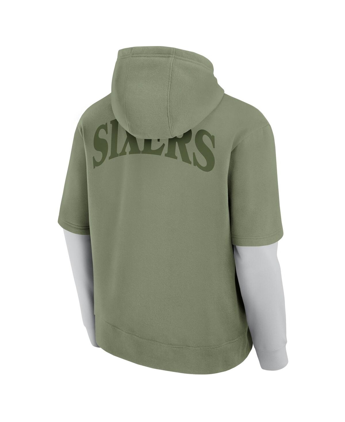 Fanatics Men's Olive Philadelphia 76ers Elements Sleek Pullover Hoodie In Olive