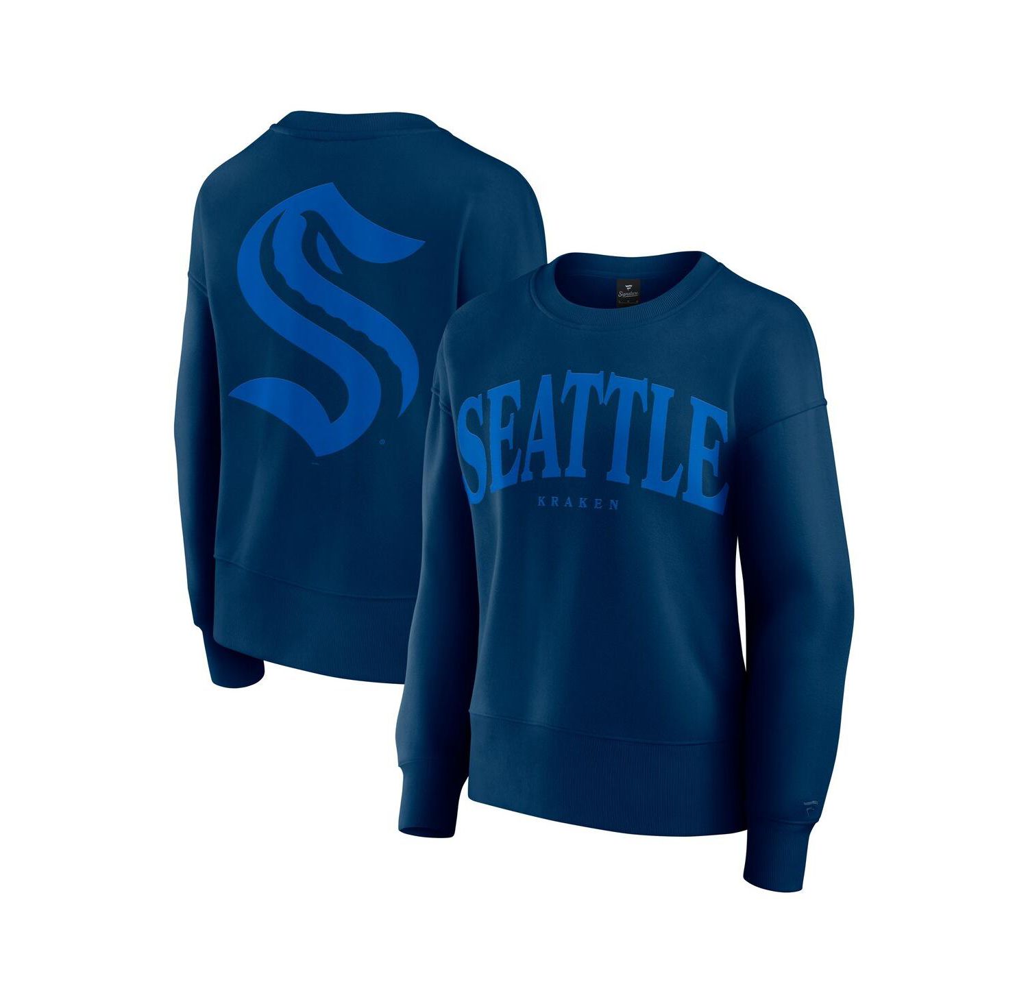 Women's Navy Seattle Kraken Elements Flow Pullover Sweatshirt