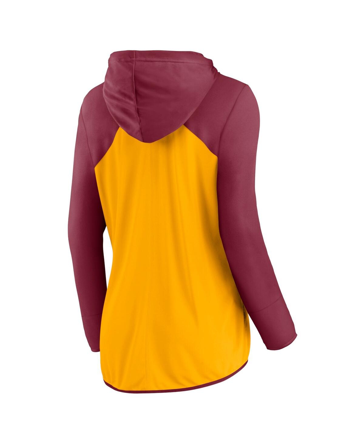 Fanatics Women's Gold/burgundy Washington Commanders Script Full-zip Hoodie In Gold,burgundy