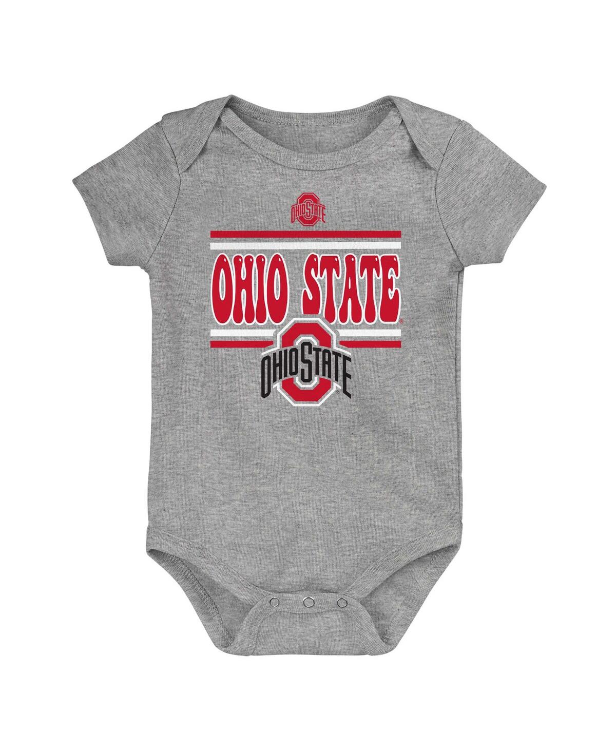 Outerstuff Newborn Scarlet Ohio State Buckeyes Sunday Comics 3-pack Bodysuit Set In Scarlet