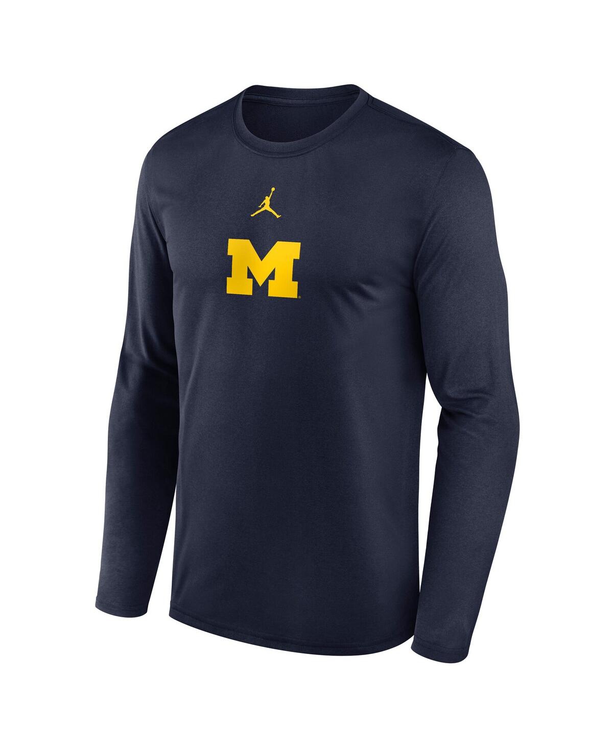 Jordan Men's Navy Michigan Wolverines On-court Basketball Shootaround Performance Long Sleeve T-shirt In Navy