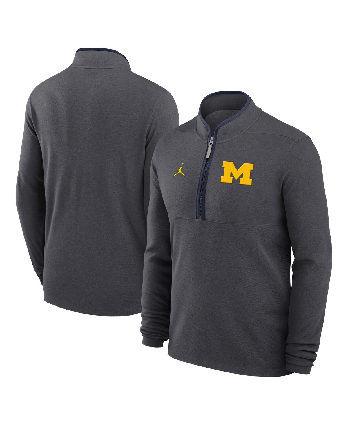 JORDAN MEN'S ANTHRACITE MICHIGAN WOLVERINES VICTORY HALF-ZIP SWEATSHIRT 