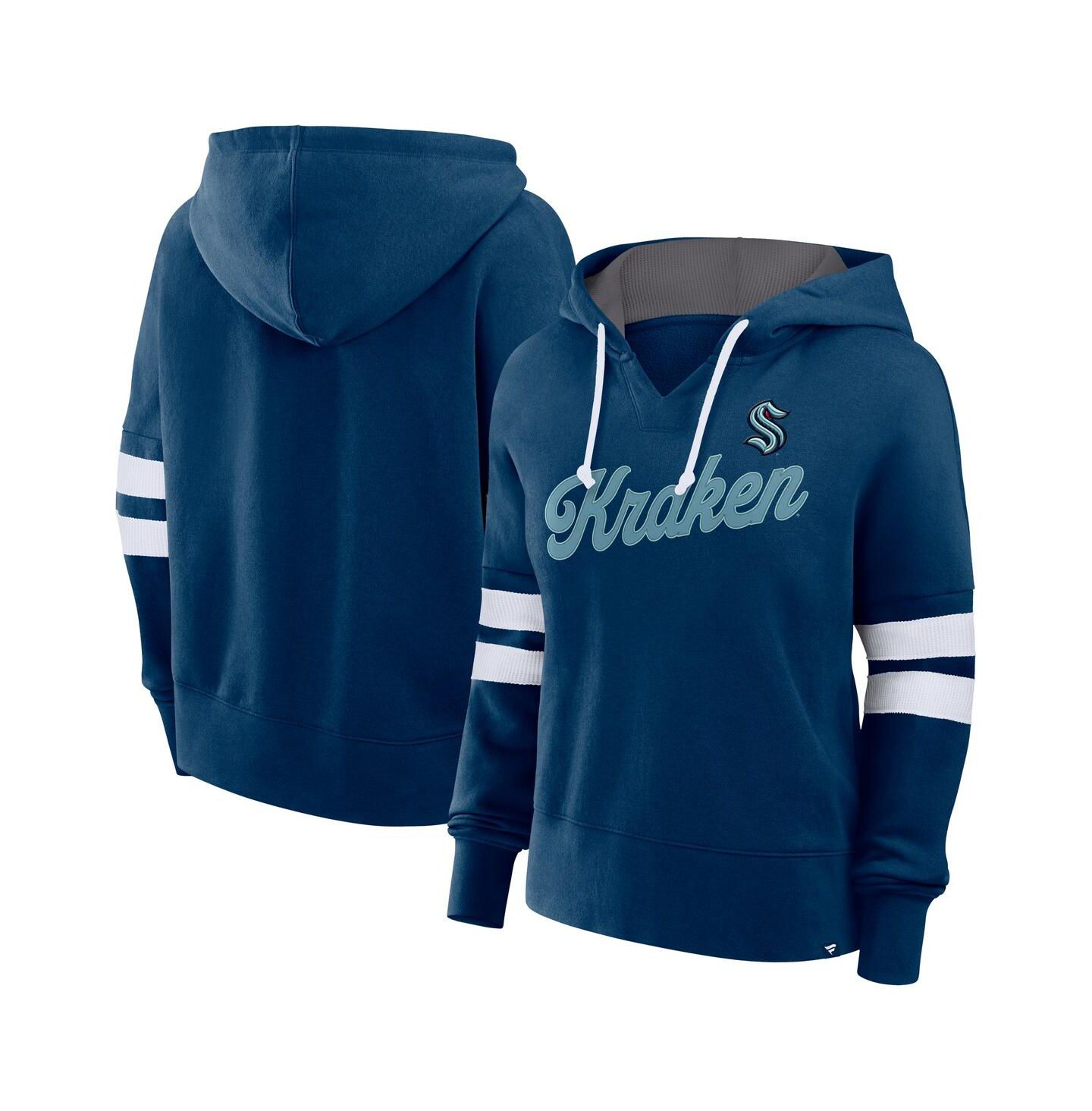 Женское худи Fanatics Deep Sea Blue Seattle Kraken Seize Fleece Pullover — фото 1