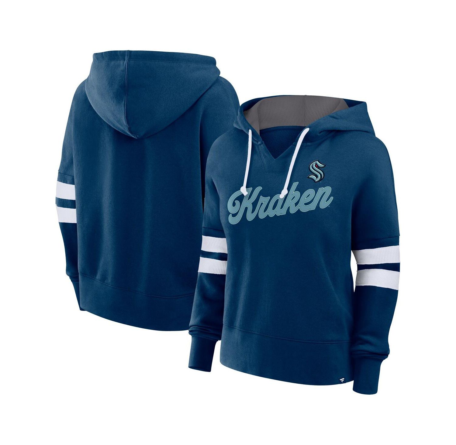 Women's Deep Sea Blue Seattle Kraken Seize Fleece Pullover Hoodie