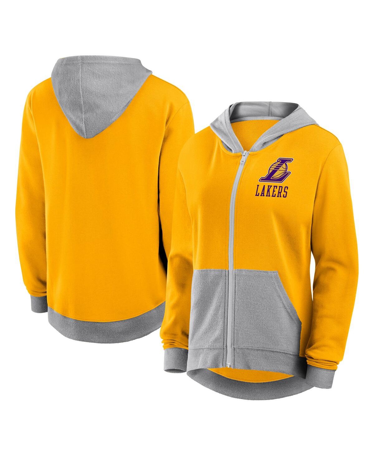 Women's Gold Los Angeles Lakers Hit It French Terry Full-Zip Hoodie - Gold
