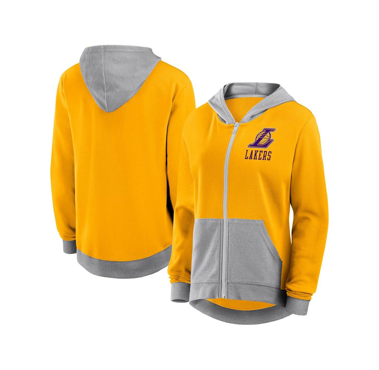 Women's Gold Los Angeles Lakers Hit It French Terry Full-Zip Hoodie