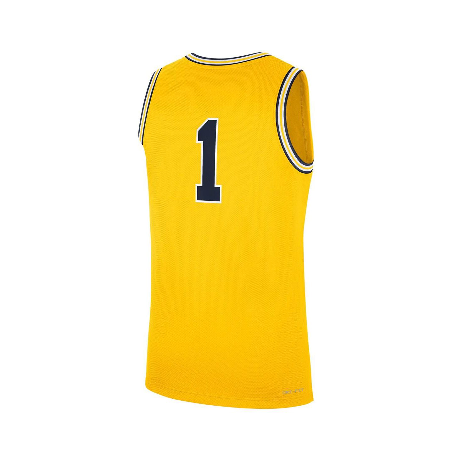 Мужской топ Jordan 1 Maize Michigan Wolverines Alternate Replica Jersey — фото 3