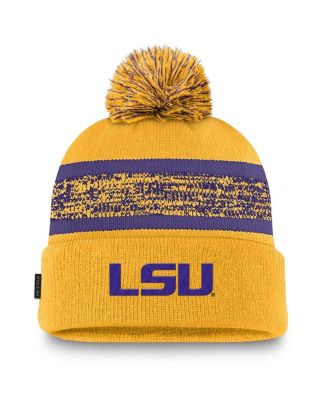 Nike - Men's Gold LSU Tigers On-Field Peak Cuffed Knit Hat with Pom