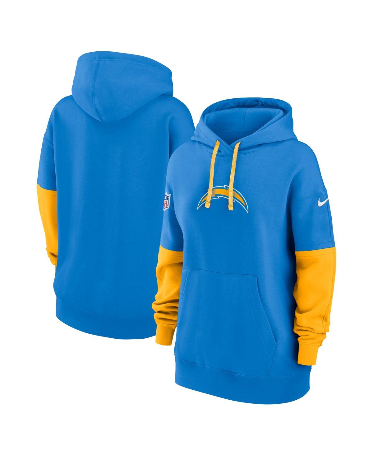 Nike Women's Powder Blue/gold Los Angeles Chargers 2024 Sideline Essential Fleece Pullover Hoodie In Powder Blue,gold