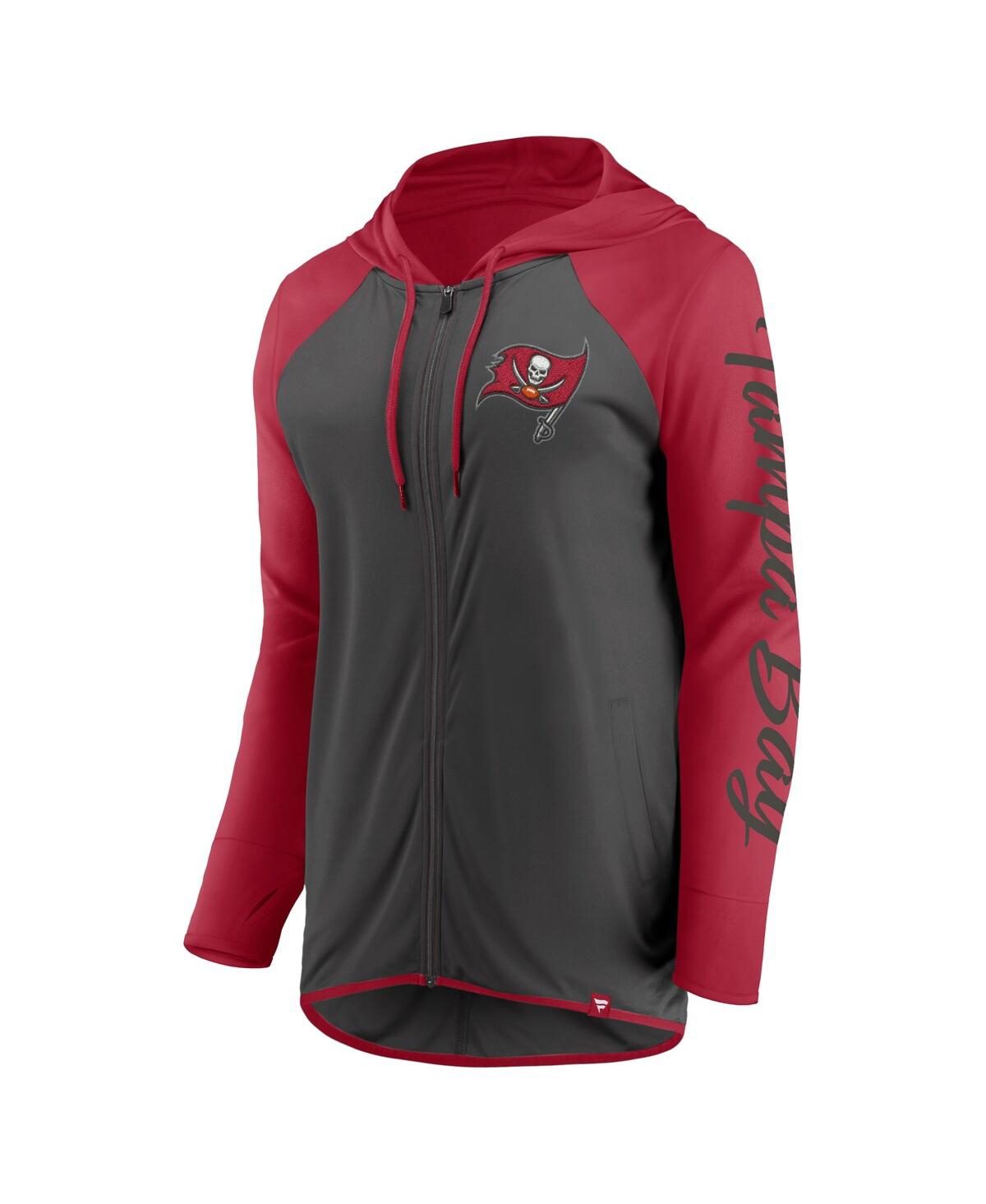 Fanatics Women's Pewter/red Tampa Bay Buccaneers Script Full-zip Hoodie In Pewter,red