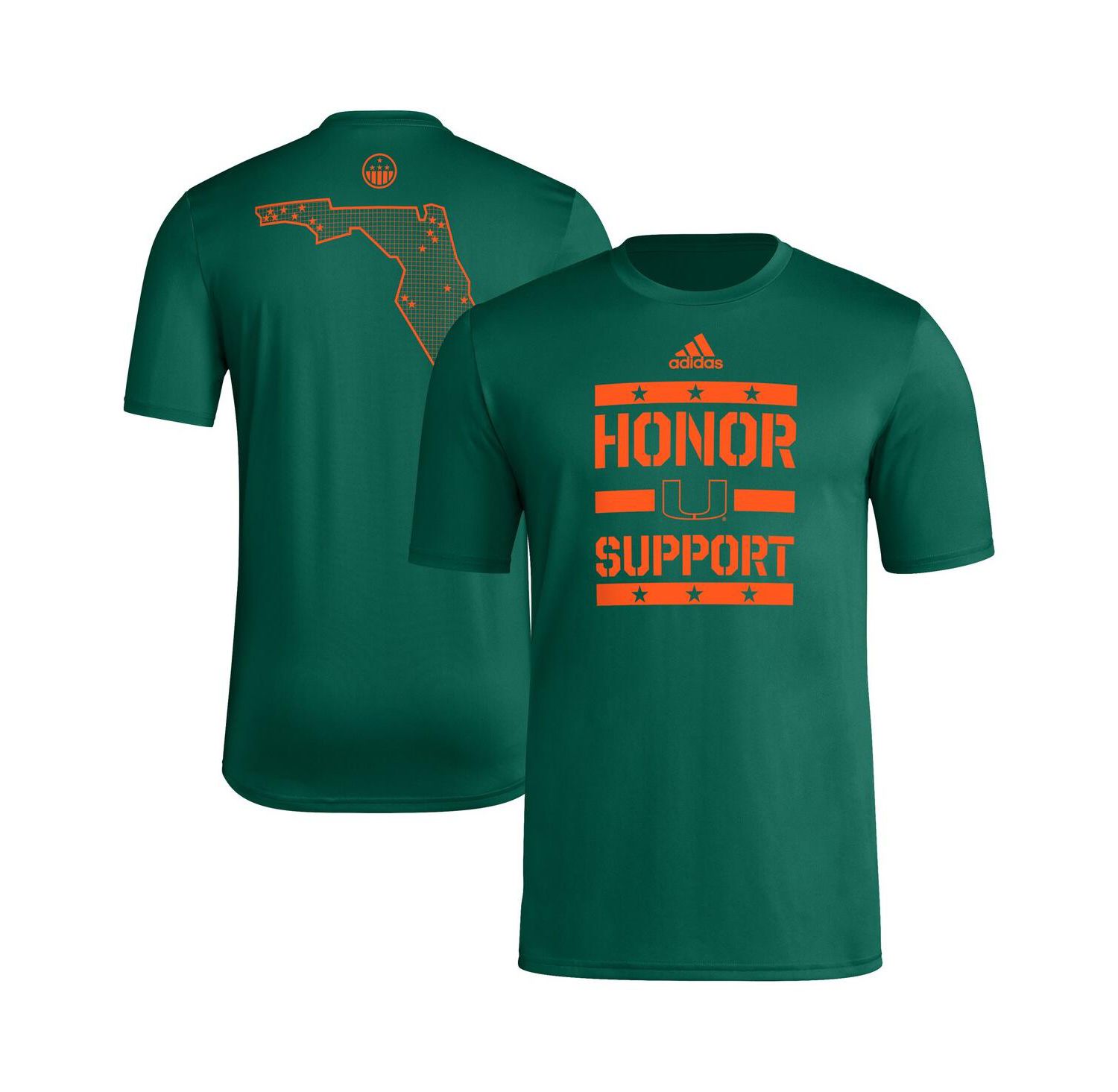 Men's Green Miami Hurricanes Honor Support Pre-Game T-Shirt