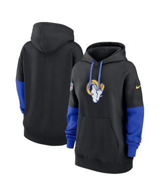 Nike - Women's Black/Royal Los Angeles Rams 2024 Sideline Essential Fleece Pullover Hoodie