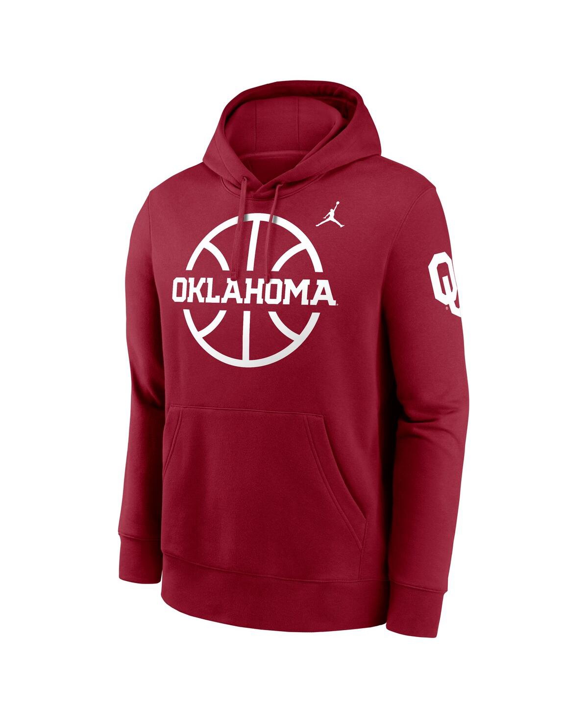 JORDAN MEN'S CRIMSON OKLAHOMA SOONERS BASKETBALL ICON CLUB FLEECE PULLOVER HOODIE 