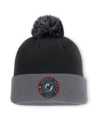 Fanatics - Men's Black/Charcoal New Jersey Devils Cuffed Knit Hat with Pom