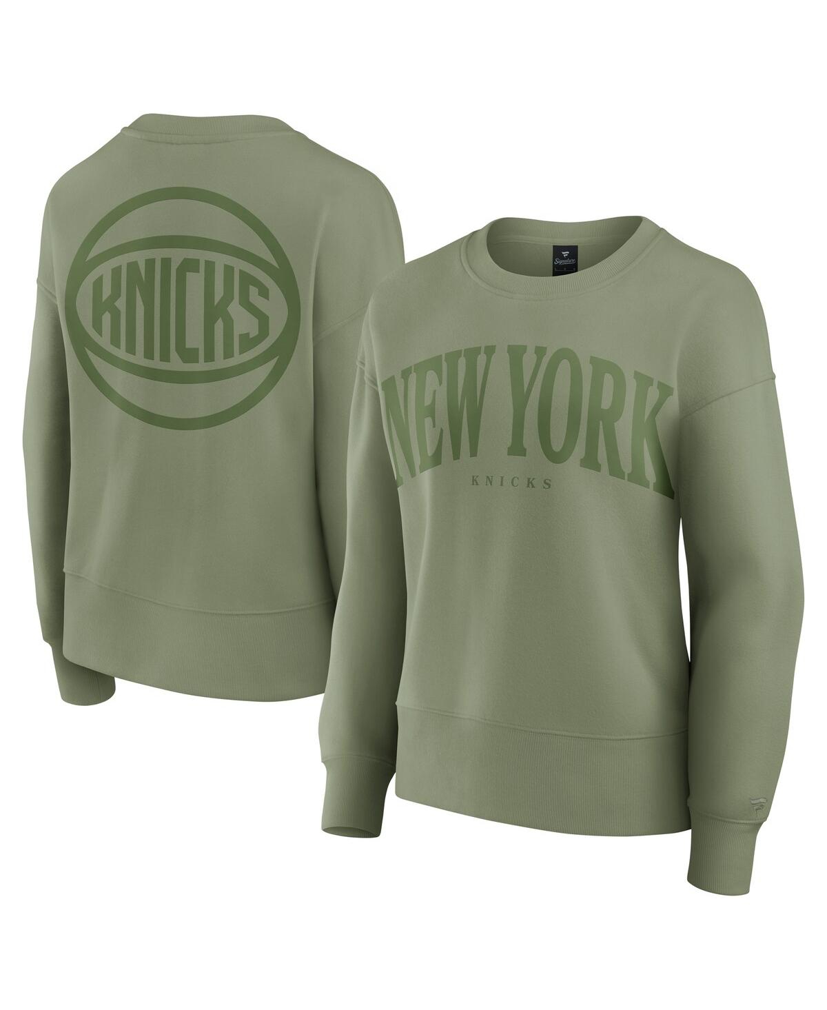 Fanatics Women's Olive New York Knicks Elements Flow Pullover Sweatshirt In Olive