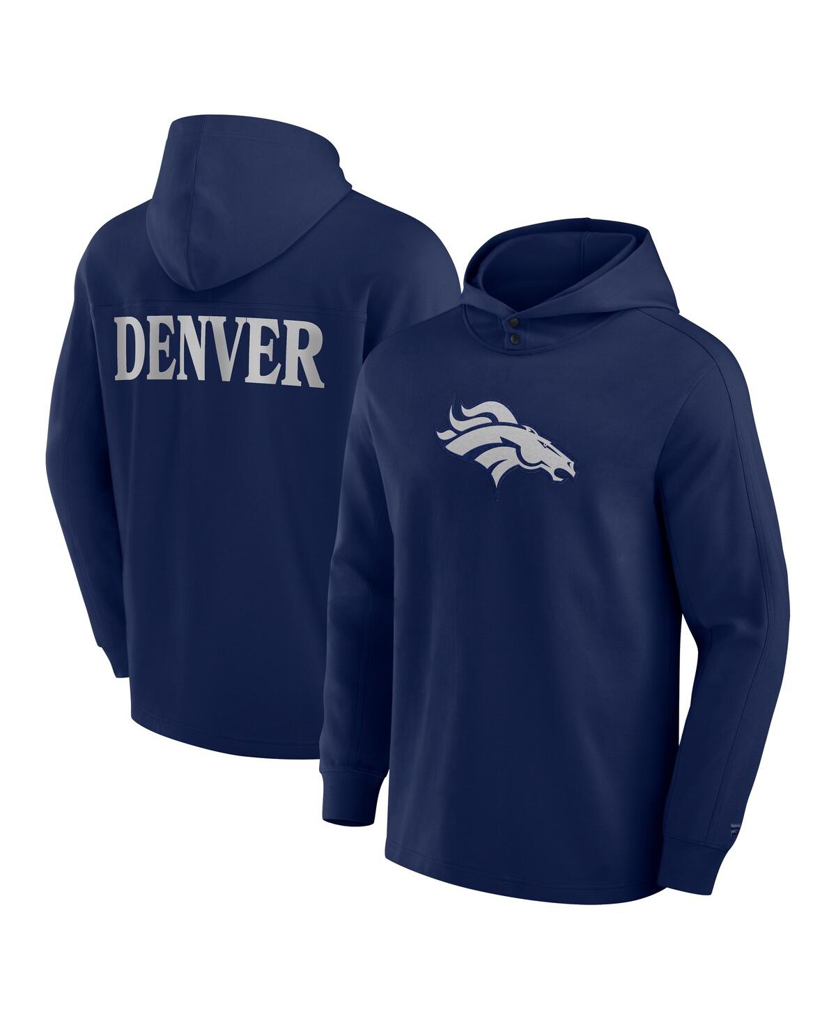 Fanatics Men's Navy Denver Broncos Elements Blaze Tri-blend Long Sleeve Hoodie T-shirt In Navy