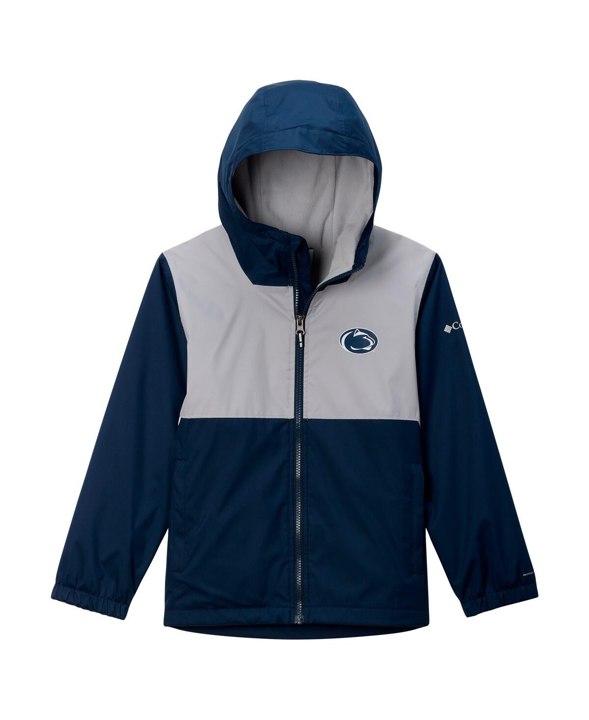 Columbia Big Boys And Girls Navy Penn State Nittany Lions Rainy Fields Lined Hoodie Full-zip Jacket In Navy